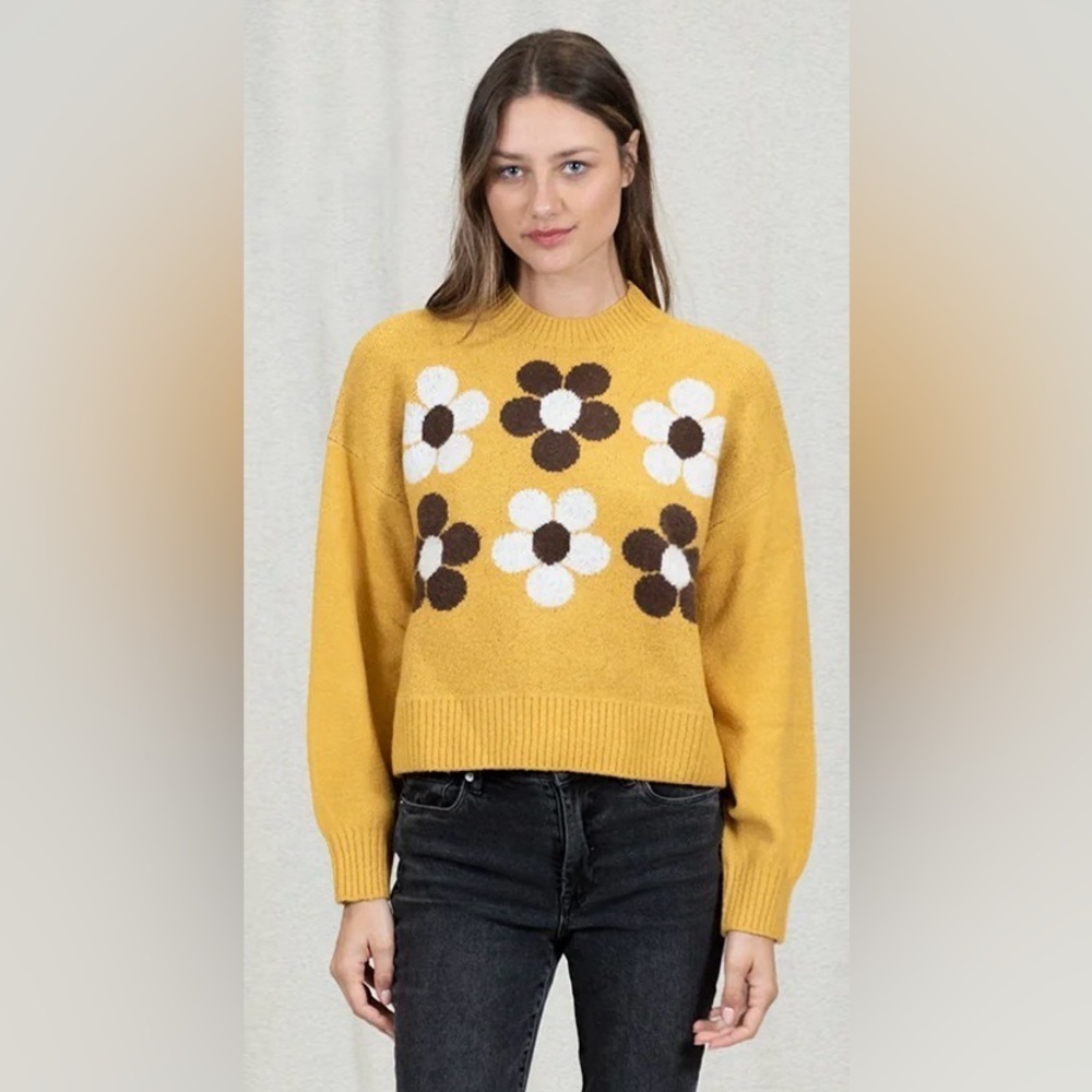 Coco + Jaimeson Daisy Jacquard Pullover Sweater Size Small (EUC)